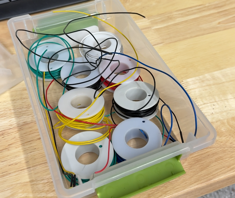 Messy wire storage before